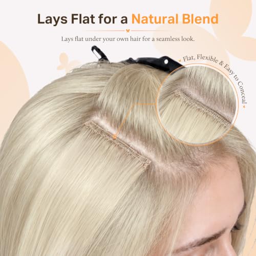 DOORES 20in 120g 7-Pack Clip-In Hair Extensions - 9A Real Human Hair, Balayage Platinum Blonde