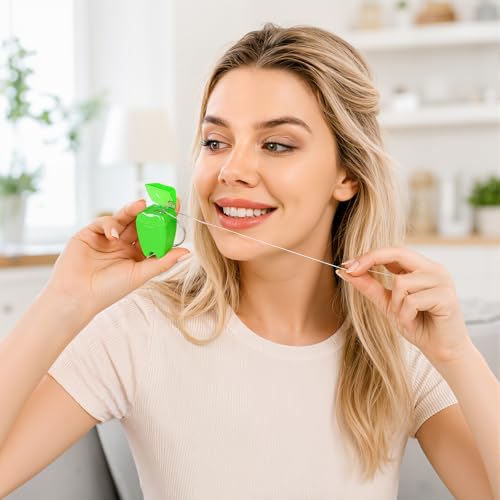 Landical 100 Pcs Mini Tooth-Shaped Dental Floss Keychains Bulk, Portable Oral Care, Mixed Colors