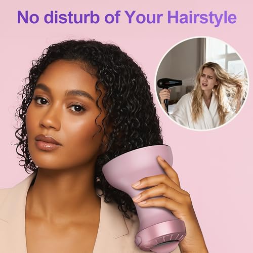 2-in-1 Hair Dryer with Diffuser for Curly Hair - 800W Pink