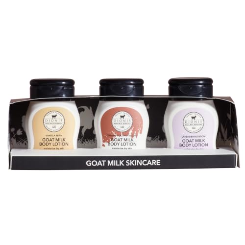Dionis Goat Milk Body Lotion Gift Set Lavender Blossom & Vanilla Bean + Coconut & Oats – 2 oz x3