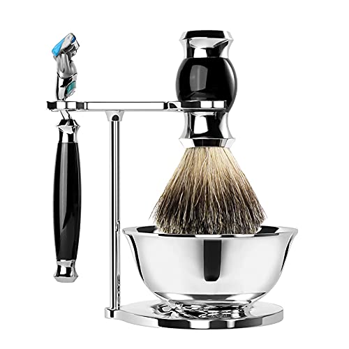 Luxury Shaving Razor & Brush Stand with Soap Bowl - Compatible with Manual & Gillette Razors