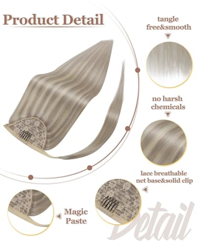 Hetto Ash Blonde Pony Tails Hair Extensions 12 Inch 70g - Golden Blonde Highlights - Variation #18/613