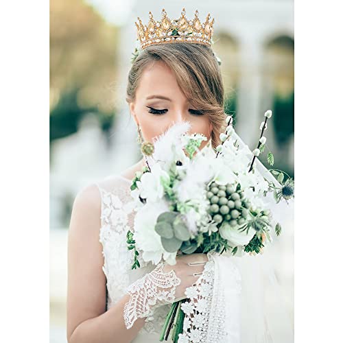 TOBAAT Gold Queen Crown with Rhinestones Wedding Tiara - Bridal Princess Crown