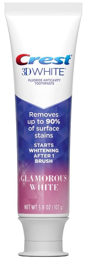 Crest 3D Glamorous White Toothpaste - Enamel Safe Whitening, Pack of 2