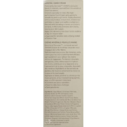 AHAVA Men's Mineral Hand Cream - Nourishing & Fast-Absorbing, Smoothes & Relieves Hands, Prevents Dryness, enriched with G-Force: Ginger Root, Ginseng, Ginkgo Biloba Leaf & Green Tea, 3.4 Fl.Oz