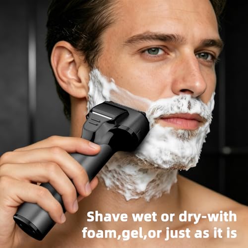 Men's Electric Foil Shaver with Pop-Up Trimmer Waterproof & Rechargeable - Black