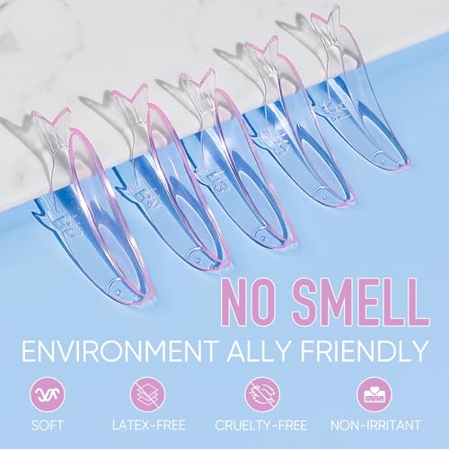 PERMANIA Lash Lift Pads, New Self-Adhesive Super Soft 10Pcs/5Sizes Fish-Shaped Lash Lift Rods Extreme Eyelash Curler Reusable (Pink)