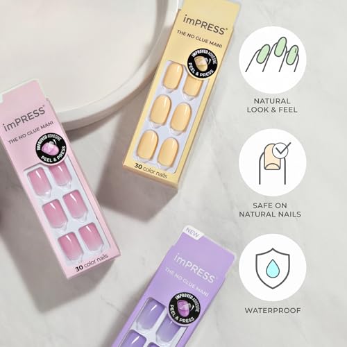 KISS imPRESS Color Press-On Nails Polish-Free Manicure Set, ¡®Orchid Festival¡¯, 30 Chip-Proof, Smudge-Proof Fake Nails