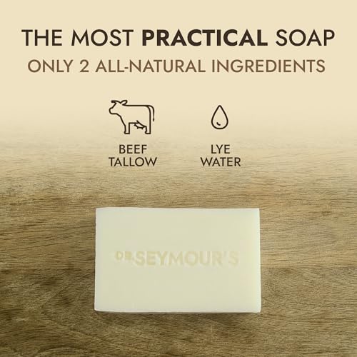Pure Tallow Soap Bar (3-Pack) ? Unscented, Fragrance Free ? Dr. Seymour's Simple Soap - Moisturizing Body Wash for Sensitive, Dry, Itchy Skin ? Handmade in the USA