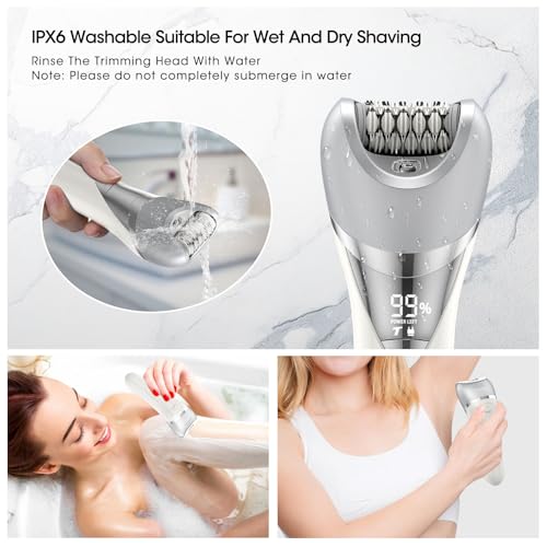 Qreeyx 7-in-1 Waterproof Electric Epilator & Shaver for Women - Painless Hair Removal, Facial & Body Trimmer, Wet & Dry Use
