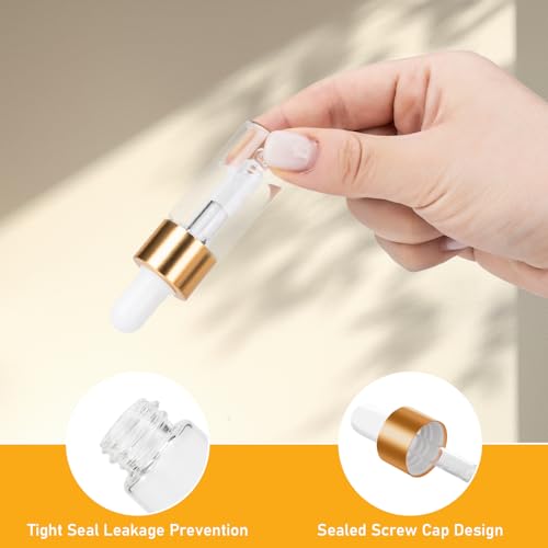 COTOM 100 Pack 10ml Mini Dropper Bottles for Essential Oils & Nail Care