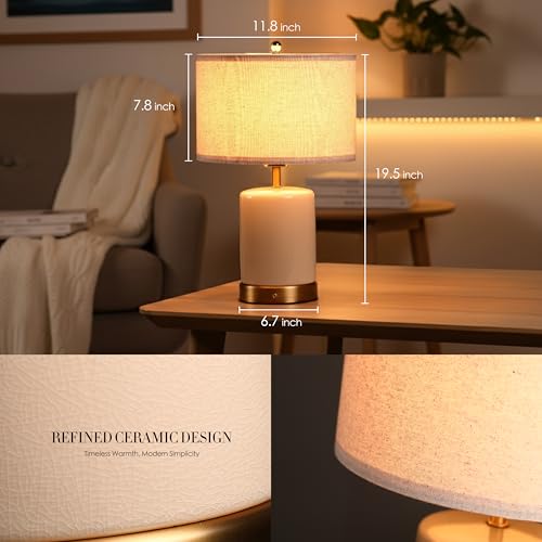 O’Bright Dune Rechargeable Cordless Table Lamp - Cream White, 19.5 Inch, Dimmable