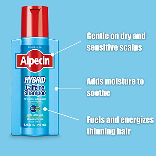 Alpecin Hybrid Caffeine Shampoo for Men - Sensitive, Dry & Thinning Hair Care, 8.45 fl oz