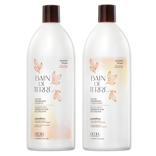 Color Preserving Shampoo & Conditioner Set 33.8 Fl Oz - Passion Flower, Vegan, Paraben-Free, Argan & Monoi Oils, for Color-Treated Hair