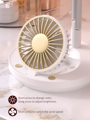 3-in-1 LED Makeup Mirror with Fan, Rechargeable Portable Vanity Light