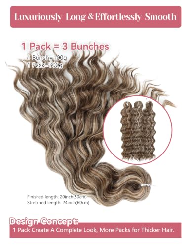 MEGICAEBEAUTY 20in Curly Ocean Wave Crochet Hair 300g SP8/27/1801 Pack