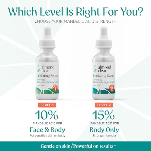 Almond Clear Mandelic Acid Level 2 Serum - Body Acne & Dark Spot Remover 1 Fl Oz - Extra Strength