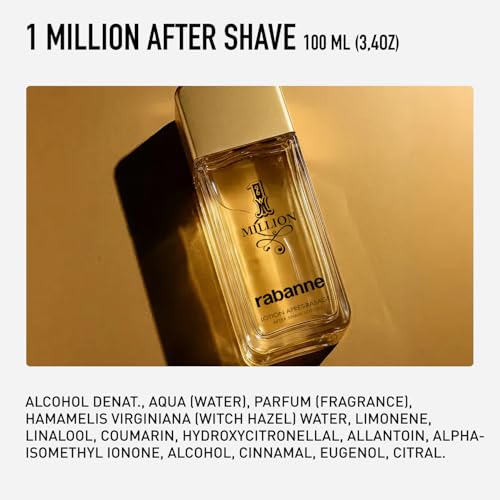 Rabanne 1 Million Aftershave Lotion for Men - Soothing Balm with Witch Hazel & Allantoin - Alcohol-Free Men's Aftershave with Spicy Leather Scent, 3.3 oz