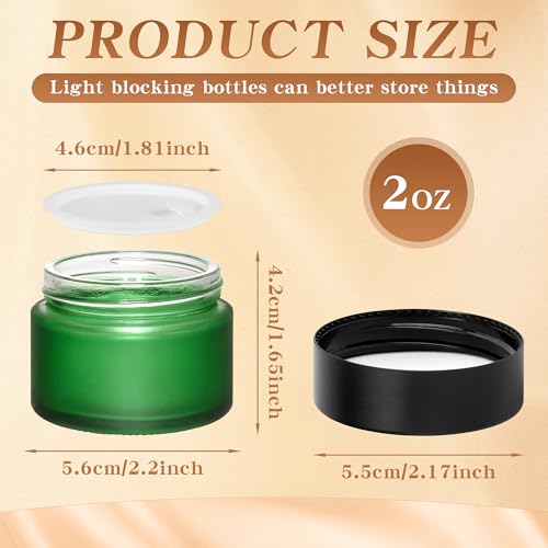 Green Frosted 2 oz Glass Cosmetic Jars with Airtight Lids - 48 Pack