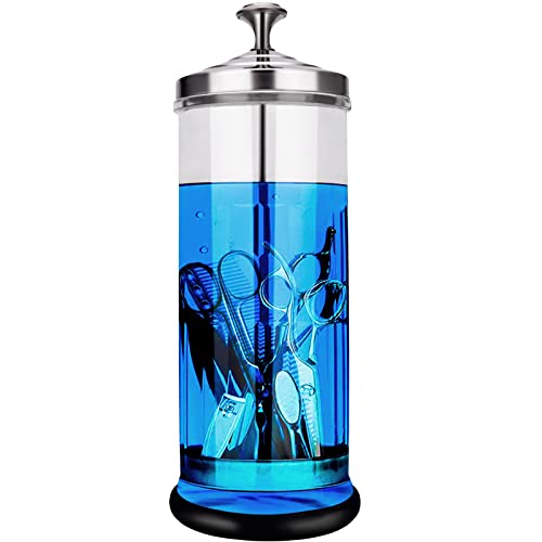 Disinfectant Sterilizer Jar - 50.7 Oz Glass for Nail & Barber Tools - Non-Slip