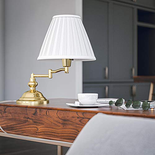 Polished Brass Desk Lamp with Adjustable Swing Arm - Traditional Style, 16 Inch