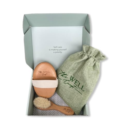 Premium Body & Face Dry Brush Set Natural Wooden Handles for Exfoliation