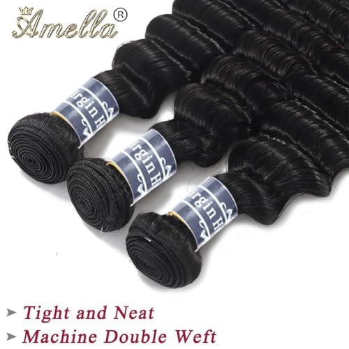 Brazilian Human Hair Bundles Deep Wave 161-820 Inch Black - Unprocessed Virgin Hair