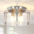 Xeruyiwa Nickel Brushed Nickel 3-Light Hammered Glass Semi-Flush Ceiling Light