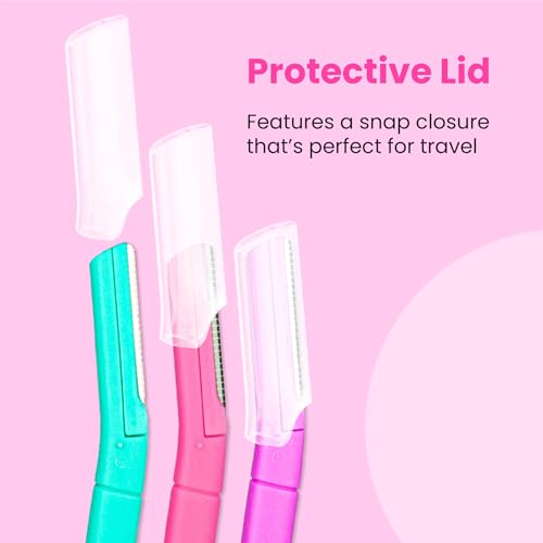 Lindo Brow Razor - Eyebrow Razor & Dermaplaning Tool, Multipurpose, Exfoliation, Face and Peach Fuzz facial Hair Removal dermaplane (6pcs)