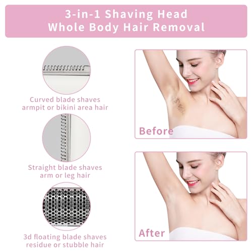 Electric Razor for Women Men,4 in 1 Painless Ladies Wet & Dry Body Razors and Facial Hair Remover,Rechargeable Led Display Hair Removal Kit for Nose Face Body Leg Bikini Arm Hair