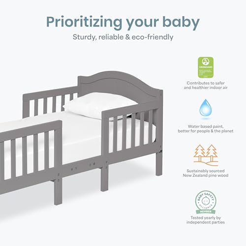 Dream On Me Portland 3-in-1 Convertible Toddler Bed with Safety Rails - Storm Grey / Toddler Bed Only