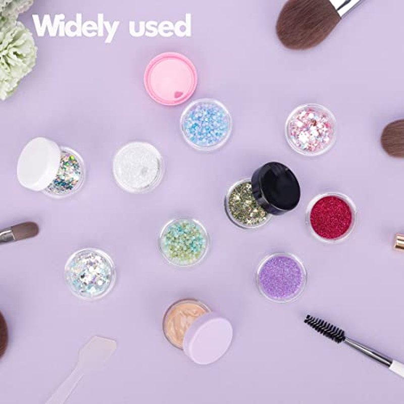 5 Gram Sample Containers With Lids, 200 Count 5ML Jars, Empty Cosmetic Jars for Glitter, Lotion, Cream, Beads - With Labels, Mini Spatulas