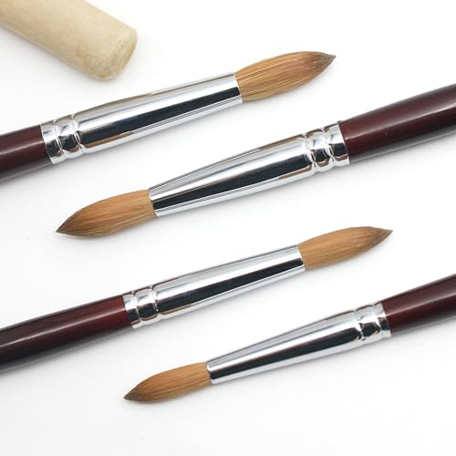 Red Wine Kolinsky Acrylic Nail Brush Size 16 Round Head - Professional Nail Art Tool