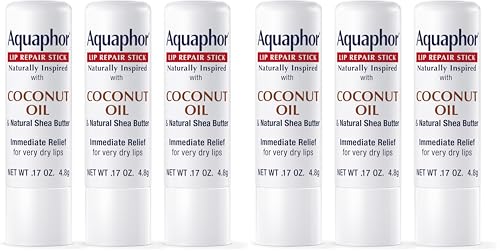 Aquaphor Naturally Inspired Lip Repair Stick with Coconut Oil & Shea Butter - 0.17 Oz Pack of 6