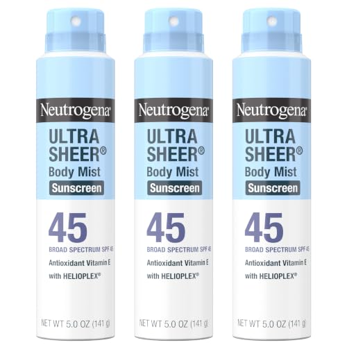 Neutrogena Ultra Sheer SPF 45 Body & Face Mist - 3 x 5 oz (Pack of 3)