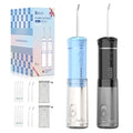 Portable Water Flosser for Travel - 5 Modes, 6 Tips, Black & Sky Blue
