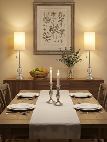 EJIAXIN Set of 2 Buffet Table Lamps 28" Tall Slim Brushed Nickel Resin Finish