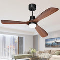 Obabala 52-Inch Walnut Ceiling Fan with Lights and Remote - Reversible 3-Blade Indoor/Outdoor