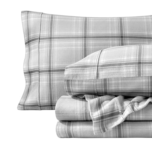 Bare Home Flannel Sheet Set - Split King Tartan Plaid Bedding