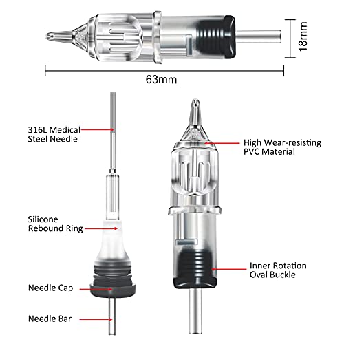 Tattoo Cartridge Needles Set 120pcs - Round Liner Shader Magnum M1 RS for Tattoo Machine RL/RS/M1/RM Variation