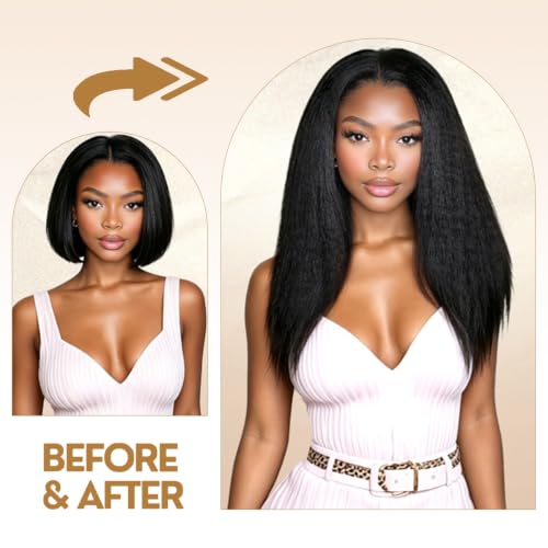 KS #1B Natural Black 14 Inch Kinky Straight Clip-In Hair Extensions 8pcs 110g