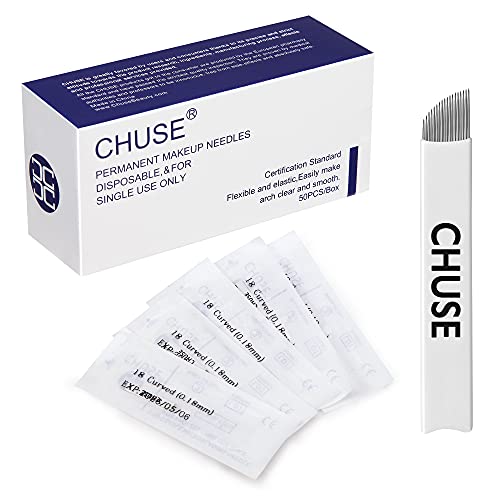 Microblading Needle 0.18mm 18 Sloped Curved Nano Microblade for Eyebrow Tattoo - Beginner & Professional Use