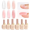Builder Gel Set - Clear, Jelly, Nude Pink & 6 Colors - Versatile Nail Extension & Thickening