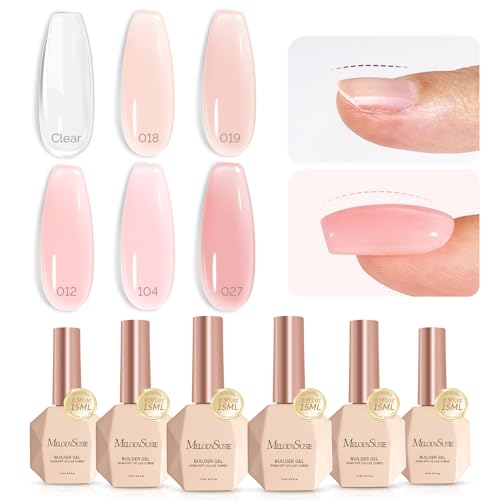 Builder Gel Set - Clear, Jelly, Nude Pink & 6 Colors - Versatile Nail Extension & Thickening