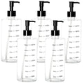 Youngever 5 Pack Plastic Pump Bottles 16 Ounce, Clear Refillable Plastic Pump Bottles with Measurement and Travel Lock (Cylinder Shape)