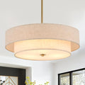 Modern Drum Chandelier Pendant Light Fixture - 17.7 inch, Gold-R Variation