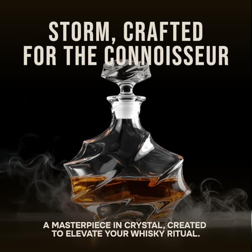 Japanese Crystal Whisky Decanter 750ml - Storm-Inspired Lead-Free Glass Gift for Men