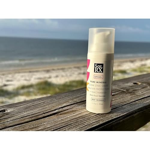 SolRX Pure Mineral SPF 50+ Face Sunscreen - 1.7oz Zinc Oxide Sunscreen with Niacinamide, Daily Facial Sunscreen, Reef Safe Sunscreen