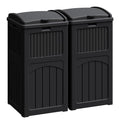 Greesum 33 Gallon Outdoor Waterproof Resin Trash Can with Lid - 2 Pack, Black