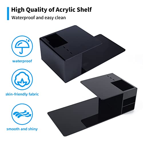 Eyelash Extension Neck Pillow With Acrylic Shelf Organizer Stand, PU Leather Waterproof Lash Extension Grafting Pillow Makeup Tool Display Cabinet Shelves - Black Shelf + Black Pillow Updated
